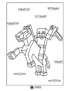 Color Minecraft Steve In Action Coloring Page