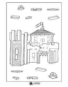 Minecraft Small Castle Coloring Page